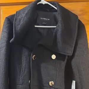 Liz Claiborne Black Coat with Gold Accents